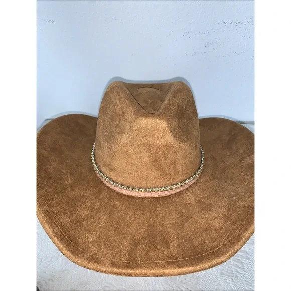 Women's Brown Faux Suede Fedora Rancher Cowboy Hat from Anthropologie NWT - Picture 2 of 6